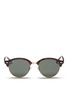 Main View - Click To Enlarge - RAY-BAN - 'Clubround' metal rim tortoiseshell acetate browline sunglasses