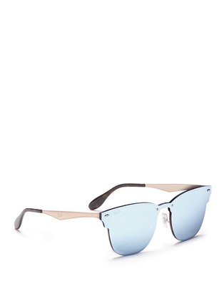 Figure View - Click To Enlarge - RAY-BAN - 'Blaze Clubmaster' metal mirror sunglasses