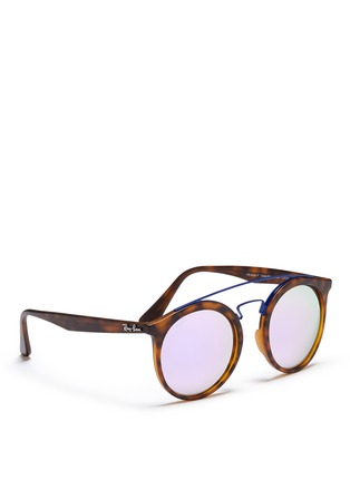 Figure View - Click To Enlarge - RAY-BAN - 'RB4256 Gatsby I' double bridge round acetate sunglasses