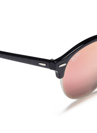 Detail View - Click To Enlarge - RAY-BAN - 'Clubmaster Flash' metal rim round mirror sunglasses