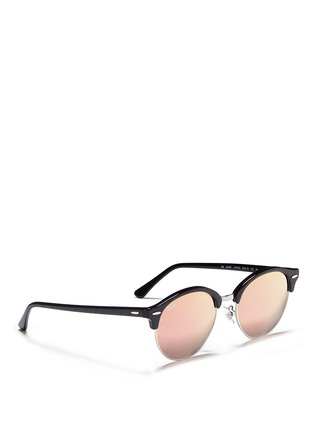 Figure View - Click To Enlarge - RAY-BAN - 'Clubmaster Flash' metal rim round mirror sunglasses