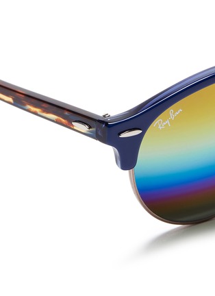 Detail View - Click To Enlarge - RAY-BAN - 'Clubround' acetate browline rainbow mirror sunglasses