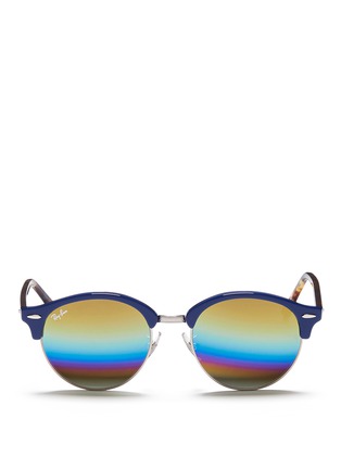 Main View - Click To Enlarge - RAY-BAN - 'Clubround' acetate browline rainbow mirror sunglasses