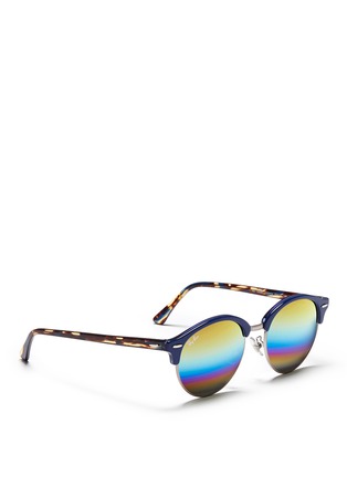 Figure View - Click To Enlarge - RAY-BAN - 'Clubround' acetate browline rainbow mirror sunglasses