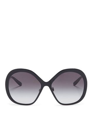 Main View - Click To Enlarge - - - Wavy temple oversized angular round metal sunglasses
