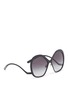 Figure View - Click To Enlarge - - - Wavy temple oversized angular round metal sunglasses