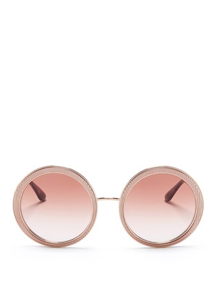 Main View - Click To Enlarge - - - Textured metal round sunglasses