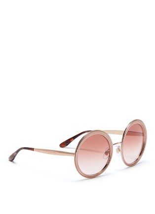 Figure View - Click To Enlarge - - - Textured metal round sunglasses