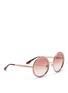 Figure View - Click To Enlarge - - - Textured metal round sunglasses