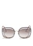Main View - Click To Enlarge - MIU MIU - Mounted lens cutout metal sunglasses