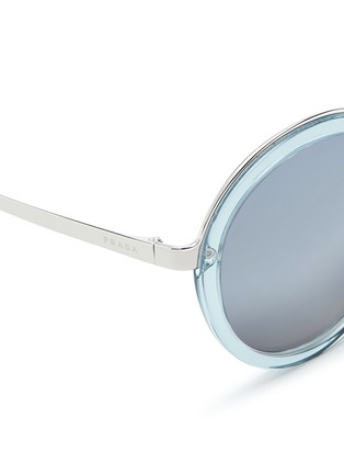 Detail View - Click To Enlarge - PRADA - Metal rim acetate round sunglasses