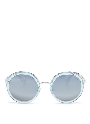 Main View - Click To Enlarge - PRADA - Metal rim acetate round sunglasses