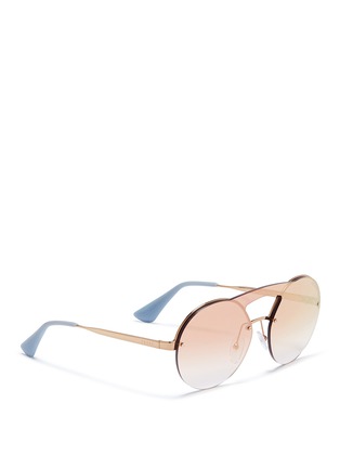 Figure View - Click To Enlarge - PRADA - Double bridge round mirror sunglasses