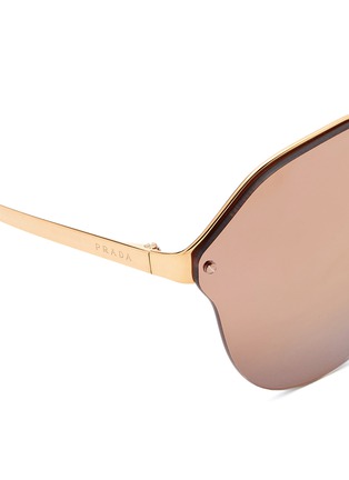 Detail View - Click To Enlarge - PRADA - Mounted mirror lens angular round sunglasses