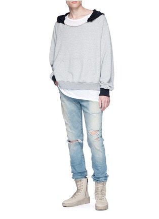 Figure View - Click To Enlarge - 72963 - Frayed collar hoodie
