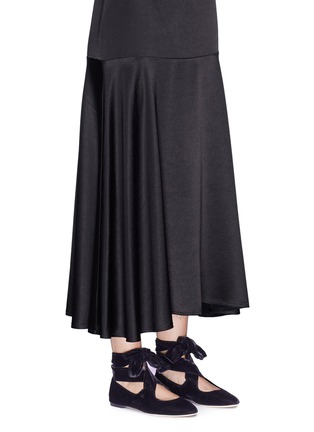 Figure View - Click To Enlarge - THE ROW - 'Elodie' ankle tie velvet ballet flats