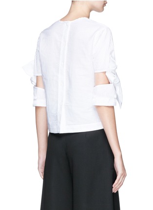 Back View - Click To Enlarge - ROBERTS | WOOD - Cutout bow sleeve pleated shirting top