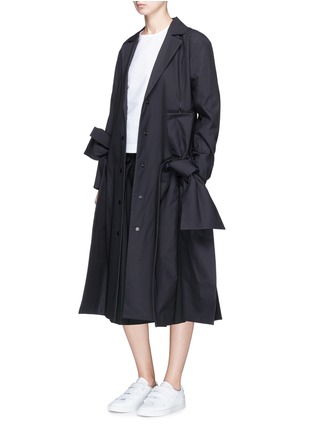 Figure View - Click To Enlarge - ROBERTS | WOOD - Bow side split cotton cambric long coat