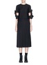 Main View - Click To Enlarge - ROBERTS | WOOD - Cutout bow sleeve pleated shirting dress