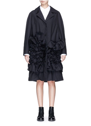 Main View - Click To Enlarge - ROBERTS | WOOD - Abstract weave ruffle oversized cambric coat