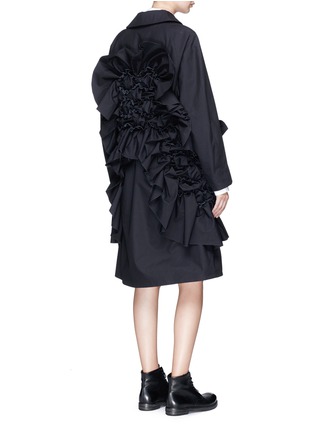 Figure View - Click To Enlarge - ROBERTS | WOOD - Abstract weave ruffle oversized cambric coat