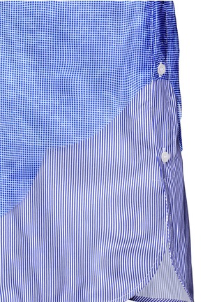 Detail View - Click To Enlarge - ROBERTS | WOOD - Stripe organdy overlay cutout bow sleeve poplin shirt