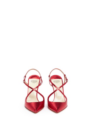 Front View - Click To Enlarge - FRANCESCO RUSSO - Metallic leather slingback pumps