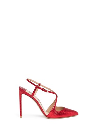 Main View - Click To Enlarge - FRANCESCO RUSSO - Metallic leather slingback pumps