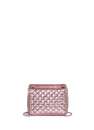 Detail View - Click To Enlarge - VALENTINO GARAVANI - 'Rockstud Spike' small quilted metallic leather crossbody bag