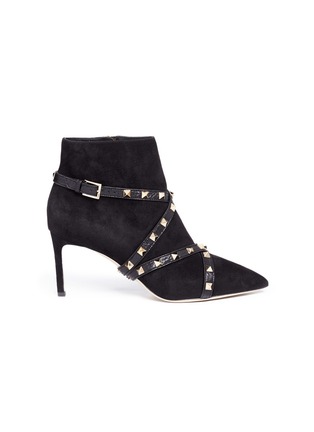 Main View - Click To Enlarge - VALENTINO GARAVANI - 'Studwrap' suede ankle boots