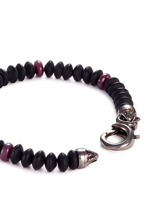 Detail View - Click To Enlarge - STEPHEN WEBSTER - 'Thorn' onyx bead rhodium bracelet