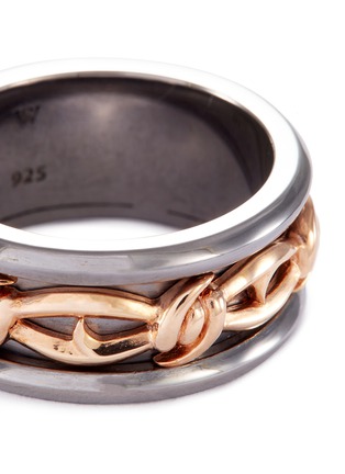 Detail View - Click To Enlarge - STEPHEN WEBSTER - 'Highwayman' rhodium rose gold silver thorn ring