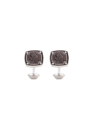 Main View - Click To Enlarge - STEPHEN WEBSTER - 'England Made Me' mother of pearl rhodium silver cufflinks