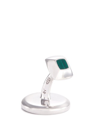Detail View - Click To Enlarge - STEPHEN WEBSTER - 'England Made Me' malachite rhodium silver cufflinks