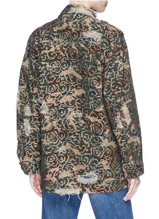 Back View - Click To Enlarge - PALM ANGELS - Floral embroidered camouflage print twill jacket
