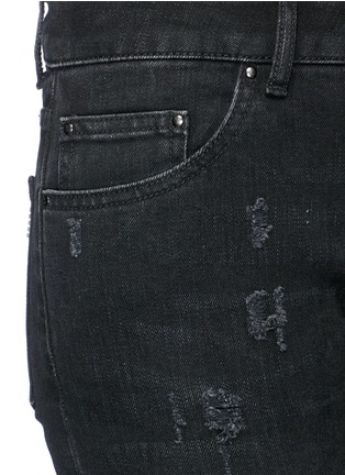 Detail View - Click To Enlarge - PALM ANGELS - 'Track Skinny' zip cuff distressed jeans