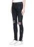 Front View - Click To Enlarge - PALM ANGELS - 'Track Skinny' zip cuff distressed jeans