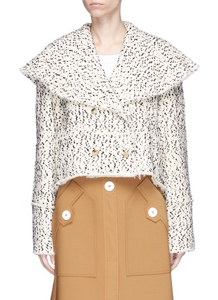 Main View - Click To Enlarge - 72722 - 'October' textured tweed cropped double breasted jacket