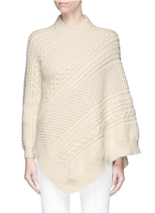 Main View - Click To Enlarge - 72722 - 'Grandma Elanor's Blanket' asymmetric cable knit poncho