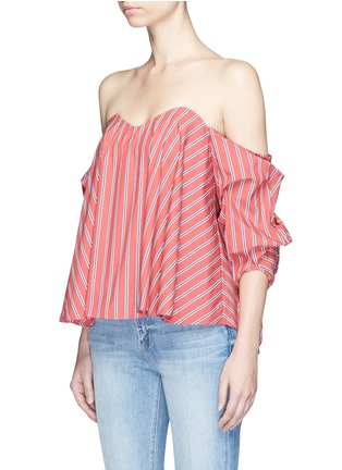 Front View - Click To Enlarge - CAROLINE CONSTAS - 'Gabriella' stripe poplin off-shoulder bustier top