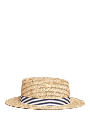 Main View - Click To Enlarge - SEED HERITAGE  - x The Webster stripe ribbon kids boater hat