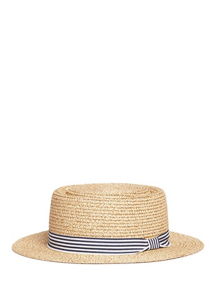 Figure View - Click To Enlarge - SEED HERITAGE  - x The Webster stripe ribbon kids boater hat