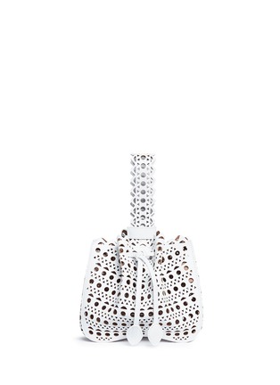 Detail View - Click To Enlarge - ALAÏA - 'Vienne' small lasercut leather bucket bag