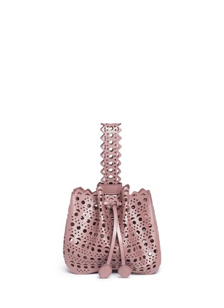 Detail View - Click To Enlarge - ALAÏA - 'Lux Vienne' small lasercut leather bucket bag