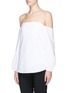 Front View - Click To Enlarge - THEORY - 'Laureema' cotton poplin off-shoulder top