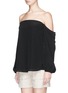 Front View - Click To Enlarge - THEORY - 'Laureema' silk off-shoulder bustier top