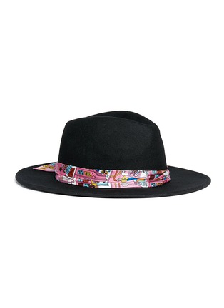 Main View - Click To Enlarge - VENNA - Graphic print scarf wool felt fedora hat