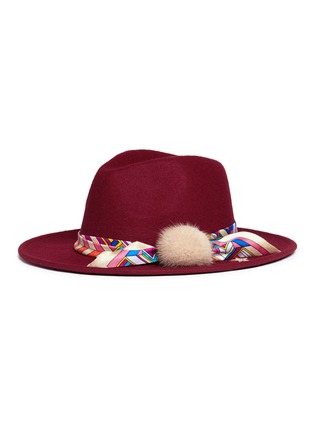 Figure View - Click To Enlarge - VENNA - Geometric printed scarf wool felt fedora hat
