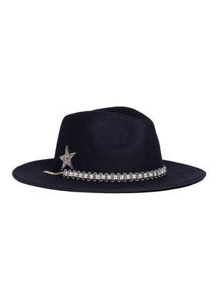 Main View - Click To Enlarge - VENNA - Jewelled band wool felt fedora hat