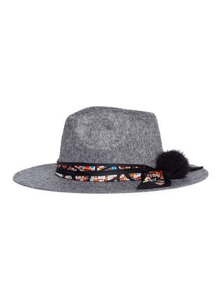 Figure View - Click To Enlarge - VENNA - House print scarf wool felt fedora hat